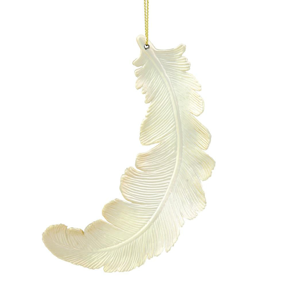 6ct Matte Champagne Feather Shatterproof Christmas Ornaments 6"