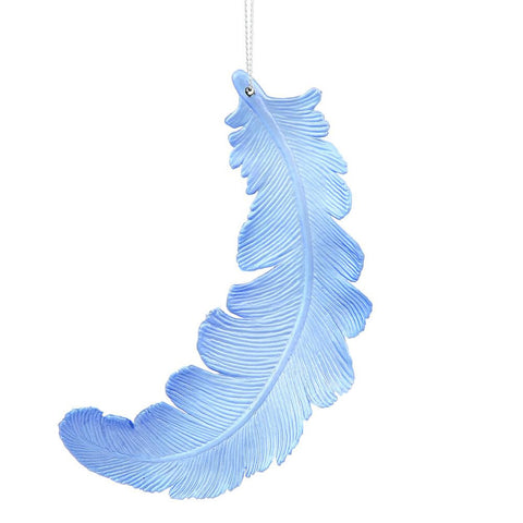 6ct Matte Lake Blue Feather Shatterproof Christmas Ornaments 6"