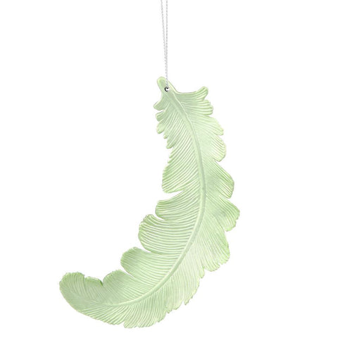 6ct Matte Celadon Green Feather Shatterproof Christmas Ornaments 6"