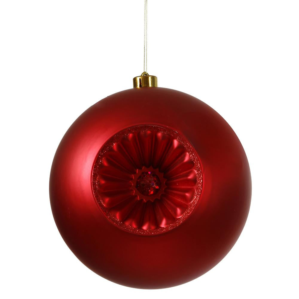 Matte Red Hot Retro Reflector Shatterproof Christmas Ball Ornament 8" (200mm)