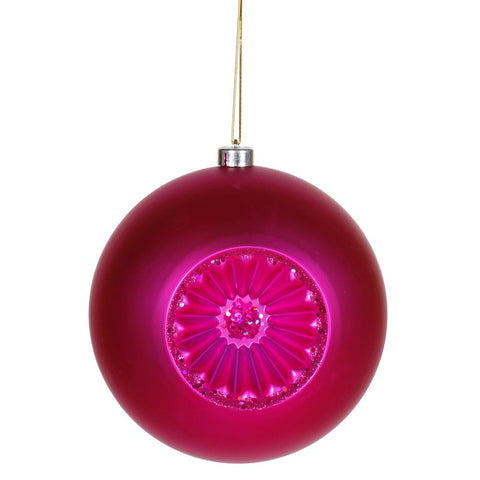 Matte Cerise Pink Retro Reflector Shatterproof Christmas Ball Ornament 8"(200mm)