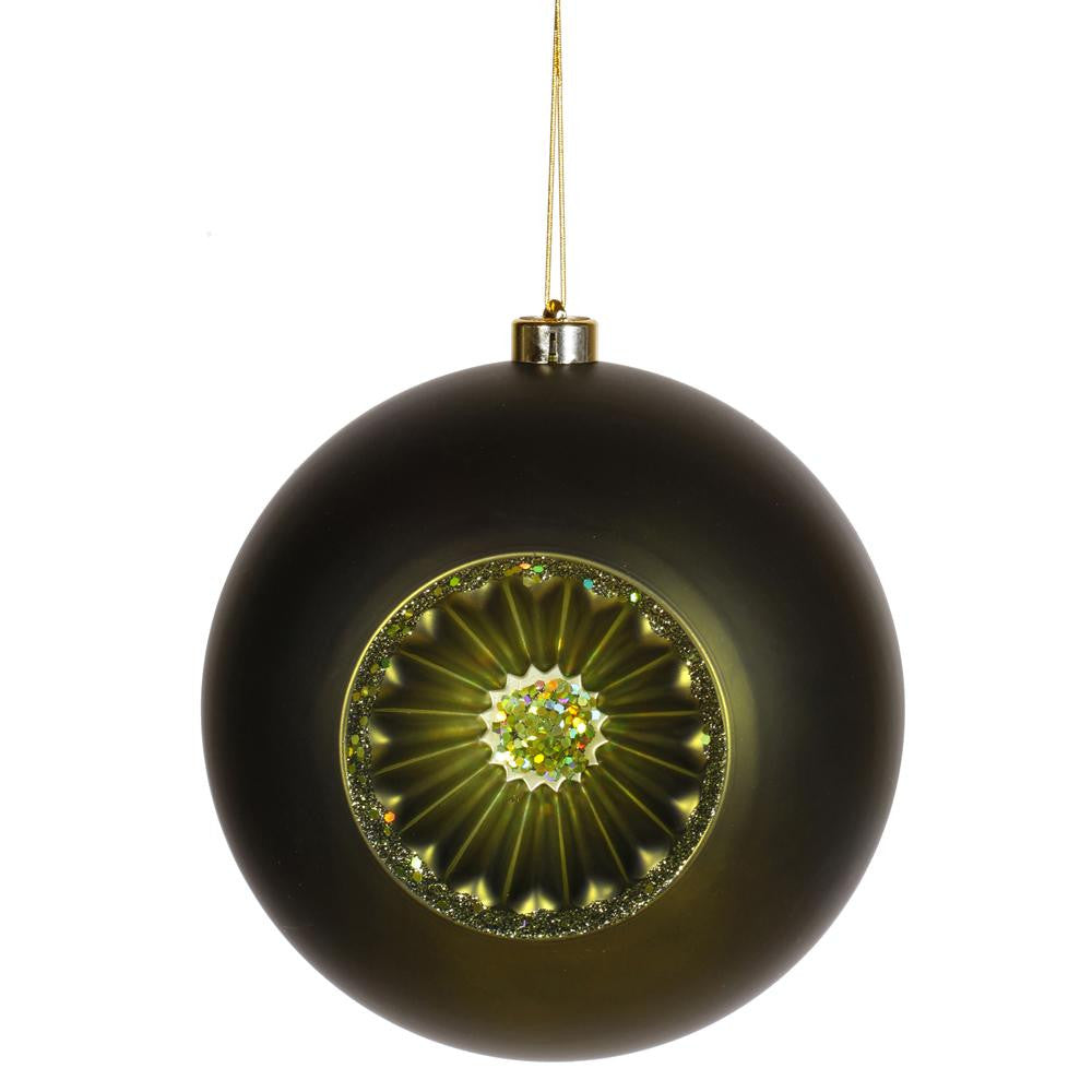 Matte Olive Green Retro Reflector Shatterproof Christmas Ball Ornament 8"(200mm)