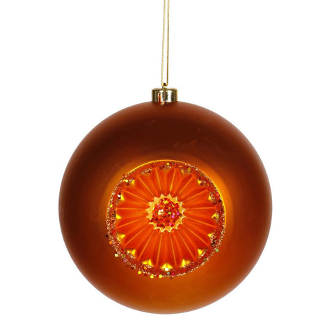 Burnt Orange Retro Reflector Shatterproof Christmas Ball Ornament 8" (200mm)