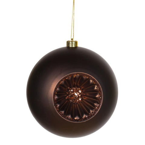 Chocolate Brown Retro Reflector Shatterproof Christmas Ball Ornament 8" (200mm)