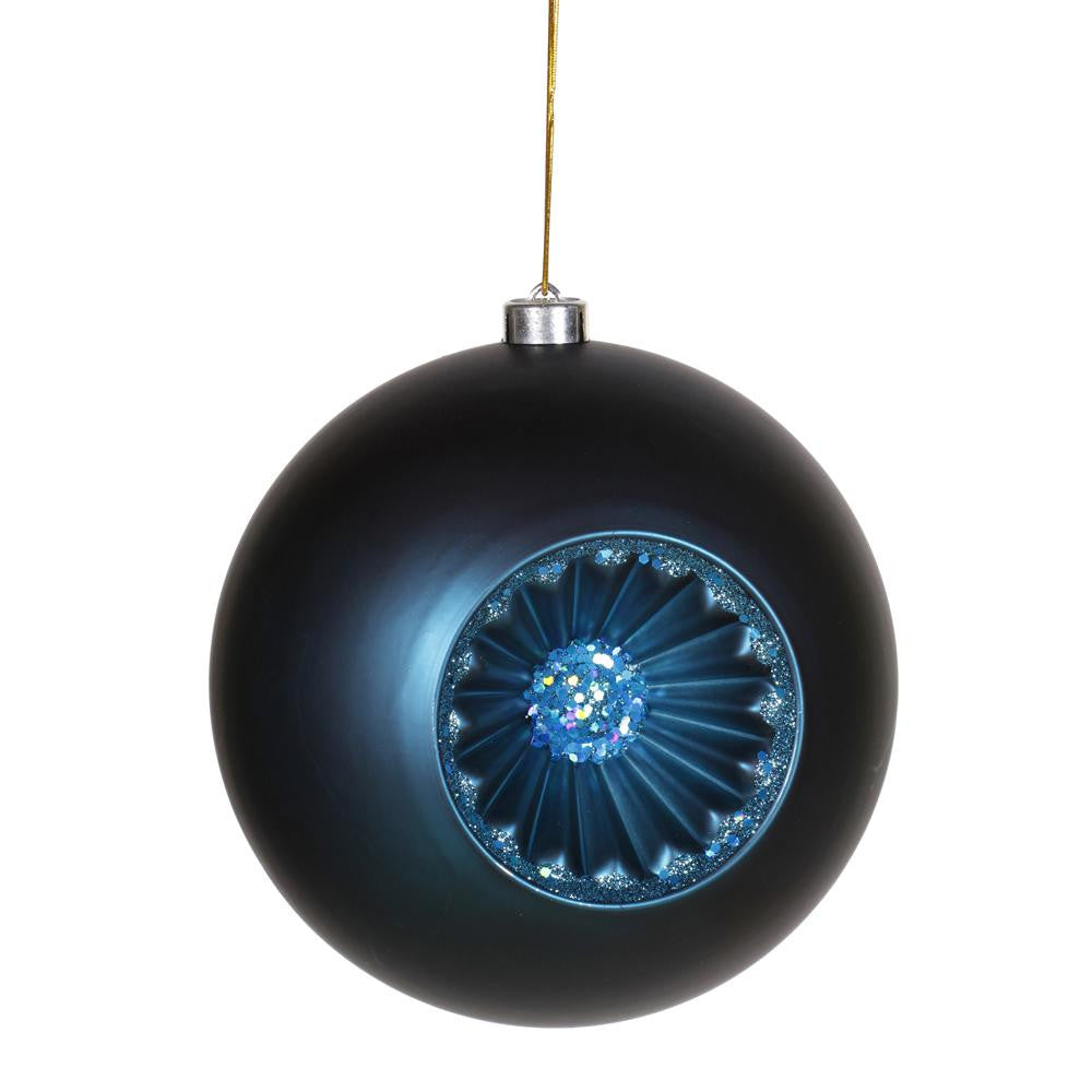 Matte Sea Blue Retro Reflector Shatterproof Christmas Ball Ornament 8" (200mm)