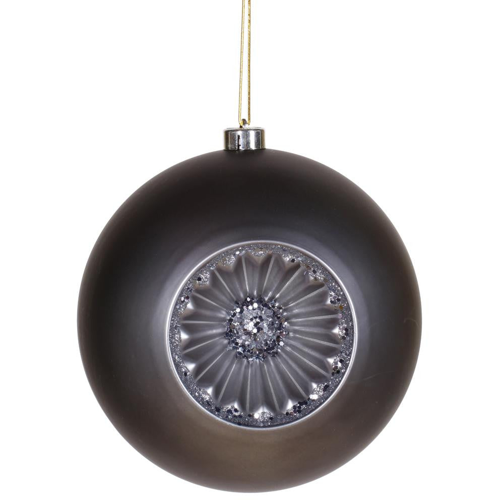 Matte Pewter Retro Reflector Shatterproof Christmas Ball Ornament 8" (200mm)