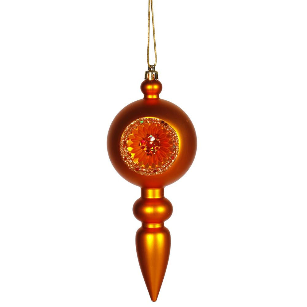 Burnt Orange Retro Reflector Shatterproof Christmas Finial Ornament 8"