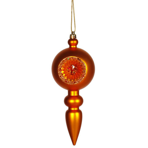 Burnt Orange Retro Reflector Shatterproof Christmas Finial Ornament 8"