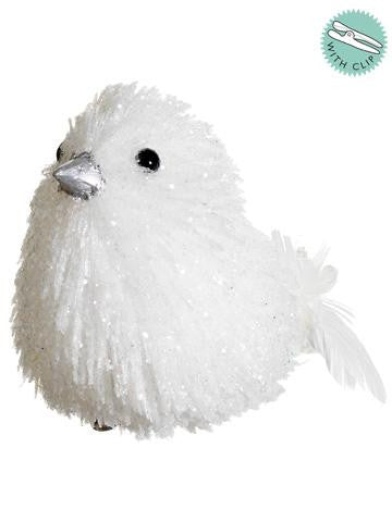 6.5" Tell a Story Winter White Glittered Bird Clip-On Christmas Ornament