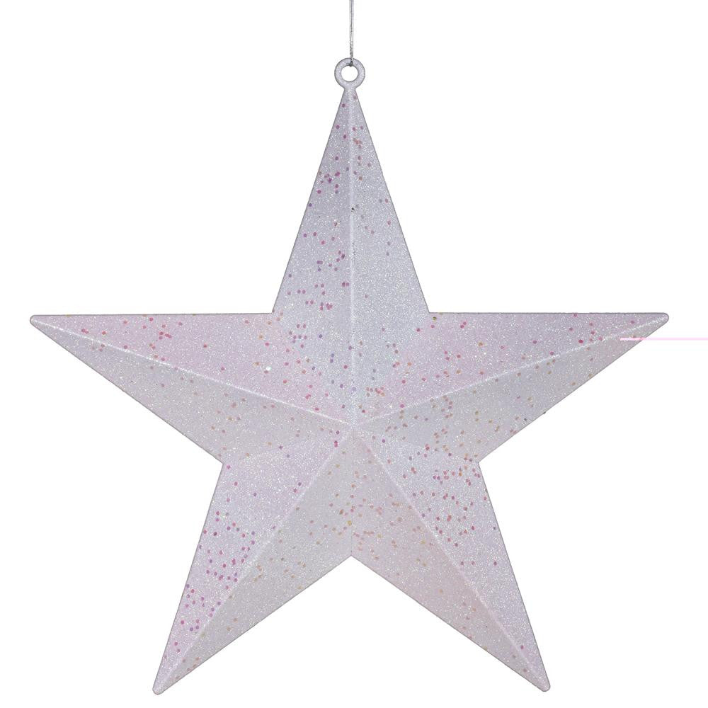 Winter White Matte & Glitter Shatterproof Star Christmas Ornament 6"