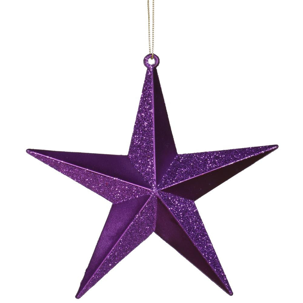 Purple Passion Matte & Glitter Shatterproof Star Christmas Ornament 6"