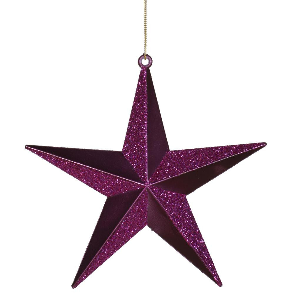 Plum Purple Matte & Glitter Shatterproof Star Christmas Ornament 6"