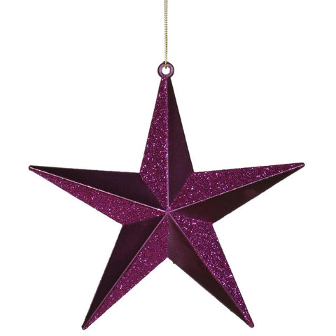 Plum Purple Matte & Glitter Shatterproof Star Christmas Ornament 6"