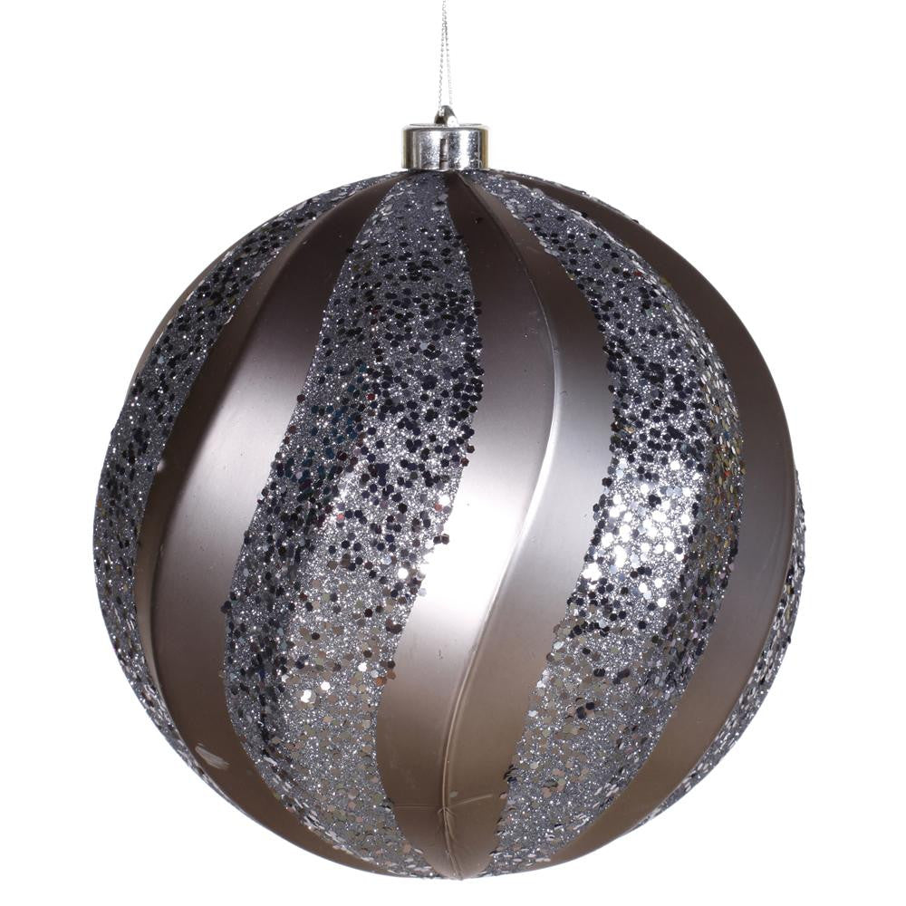 Pewter Glitter Swirl Shatterproof Christmas Ball Ornament 8" (200mm)