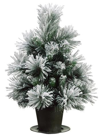 28" Potted Snowy Flocked Mixed Pine Artificial Christmas Tree - Unlit