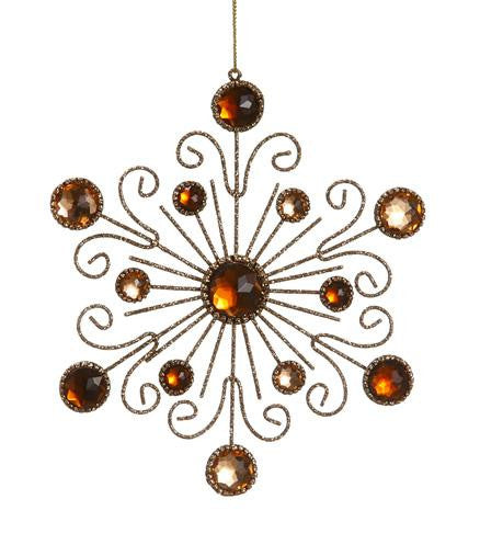 6" Royal Symphony Bronze Gold Glittered and Jeweled Snowflake Christmas Ornament