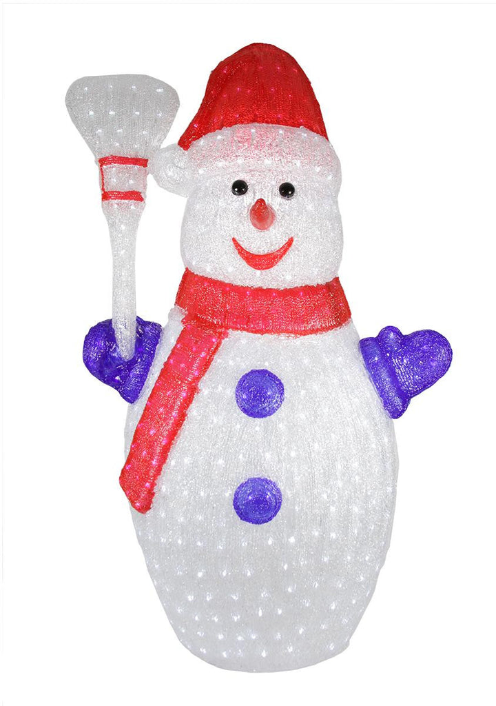 4' Pre-lit Commercial Grade Acrylic Snowman Christmas Display Decoration - Polar White LED Lights