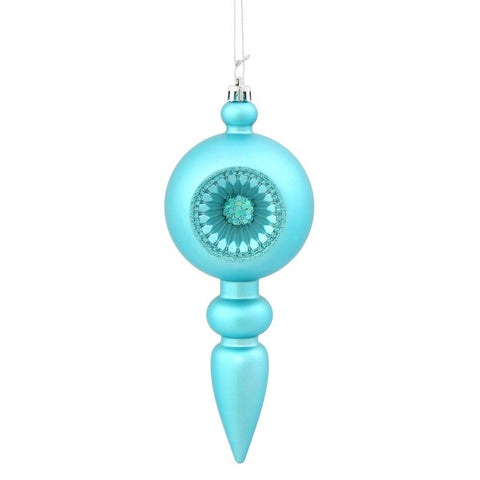 Turquoise Blue Retro Reflector Shatterproof Christmas Finial Ornament 8"