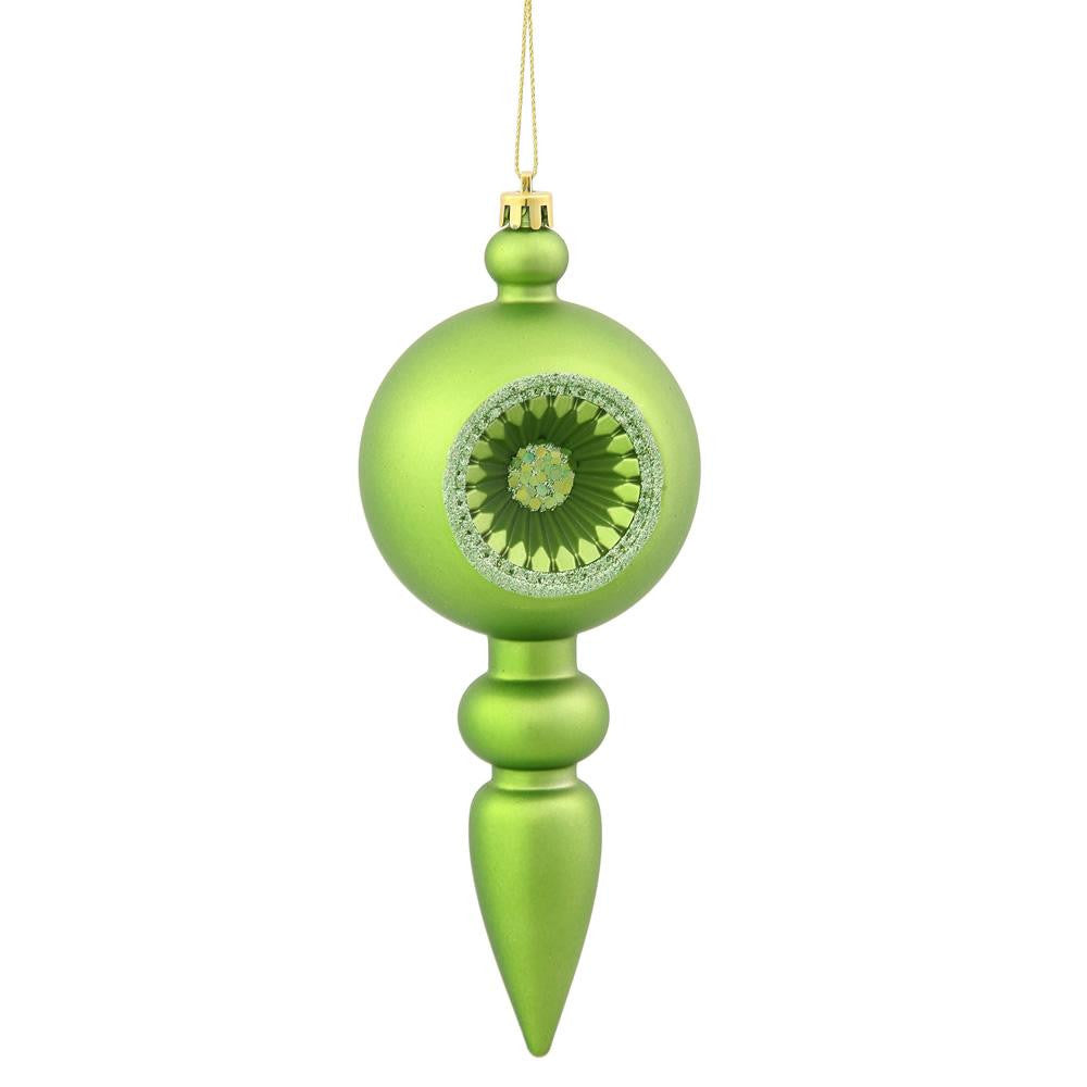 Green Kiwi Retro Reflector Shatterproof Christmas Finial Ornament 8"