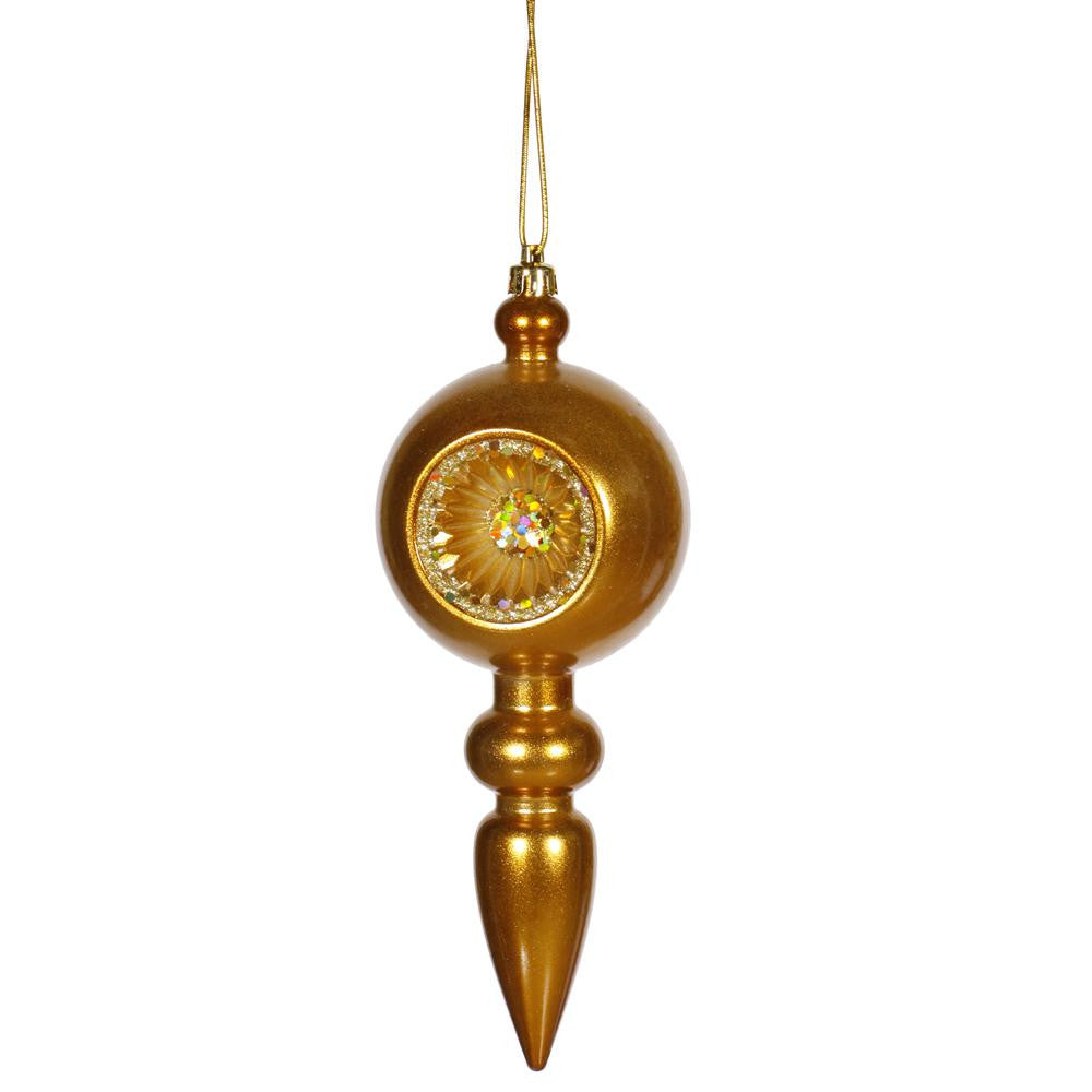 Antique Gold Retro Reflector Shatterproof Christmas Finial Ornament 8"