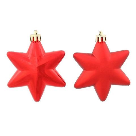 36ct Matte & Shiny Red Hot Star Shatterproof Christmas Ornaments 1.5"-2"