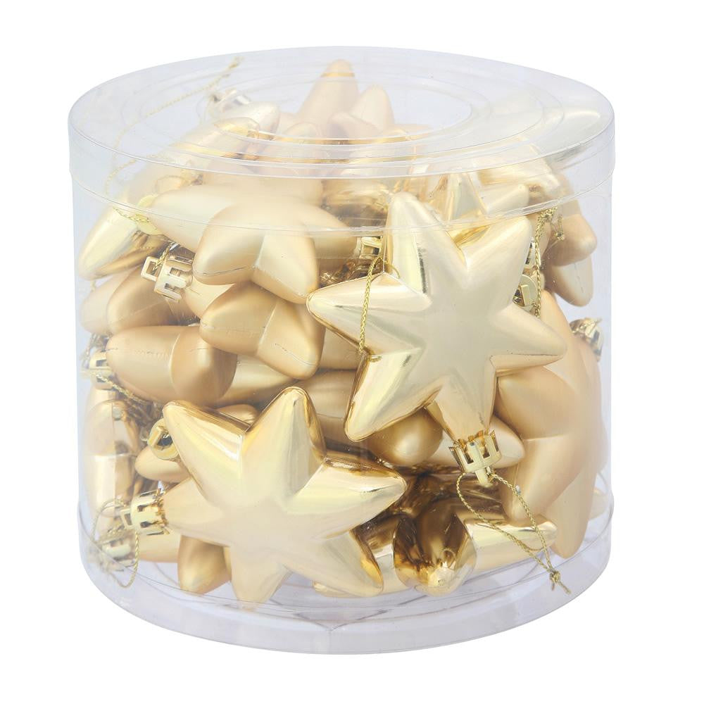 36ct Matte & Shiny Vegas Gold Star Shatterproof Christmas Ornaments 1.5"-2"