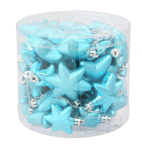 36ct Matte & Shiny Turquoise Blue Star Shatterproof Christmas Ornaments 1.5"-2"