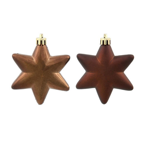 36ct Matte & Shiny Chocolate Brown Star Shatterproof Christmas Ornaments 1.5"-2"