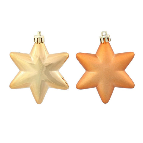 36ct Matte & Shiny Antique Gold Star Shatterproof Christmas Ornaments 1.5"-2"