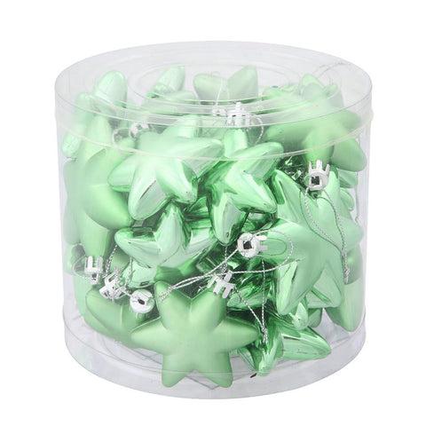 36ct Matte & Shiny Celadon Green Star Shatterproof Christmas Ornaments 1.5"-2"