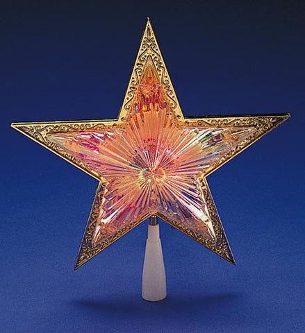 10" Lighted Gold Star Christmas Tree Topper - Multi-Color Lights