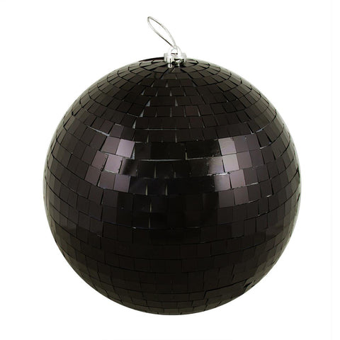 Huge Jet Black Mirrored Glass Disco Ball Christmas Ornament 12" (300mm)