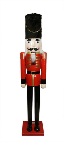 6' Giant Commercial Size Red and Black Wooden Christmas Nutcracker Soldier