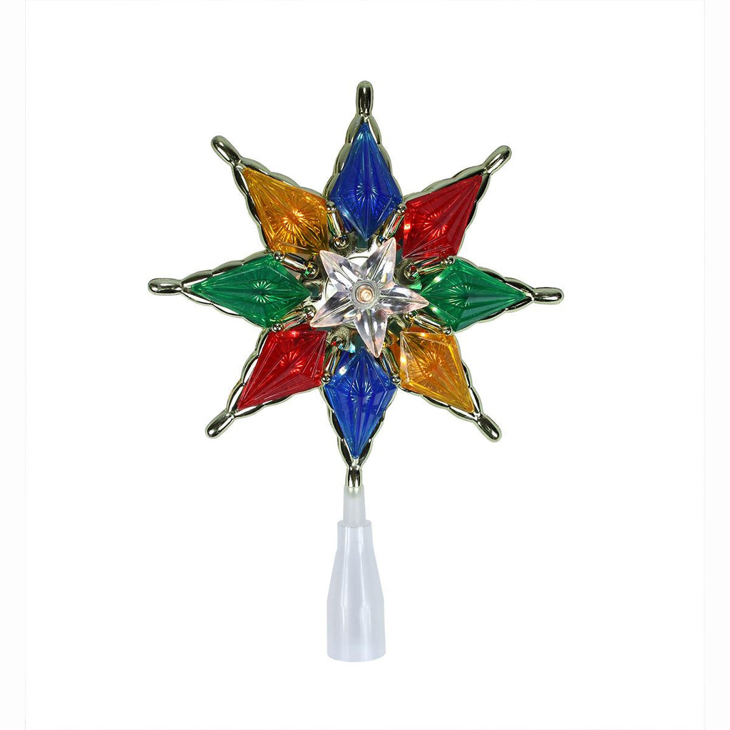 8" Lighted 8-Point Multi-Color Star Christmas Tree Topper - Clear Lights