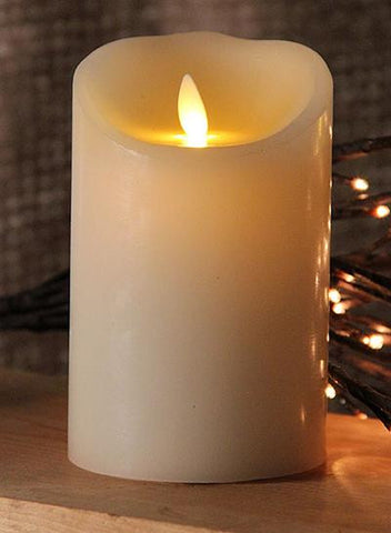 5" Ivory Luminara Flickering Flameless LED Lighted Outdoor Pillar Candle