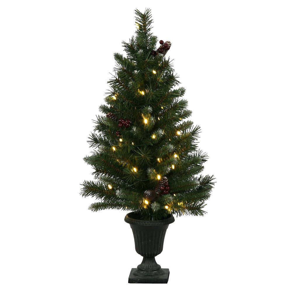 3' Pre-lit Medium Frosted Ashberry Pine Potted Artificial Christmas Tree - Warm Clear LED Lights