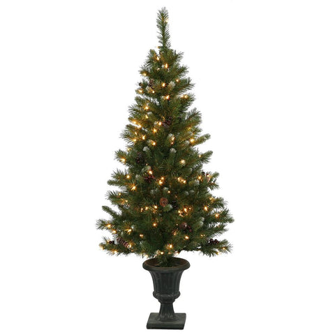 5' Pre-lit Medium Frosted Ashberry Pine Potted Artificial Christmas Tree - Clear Lights