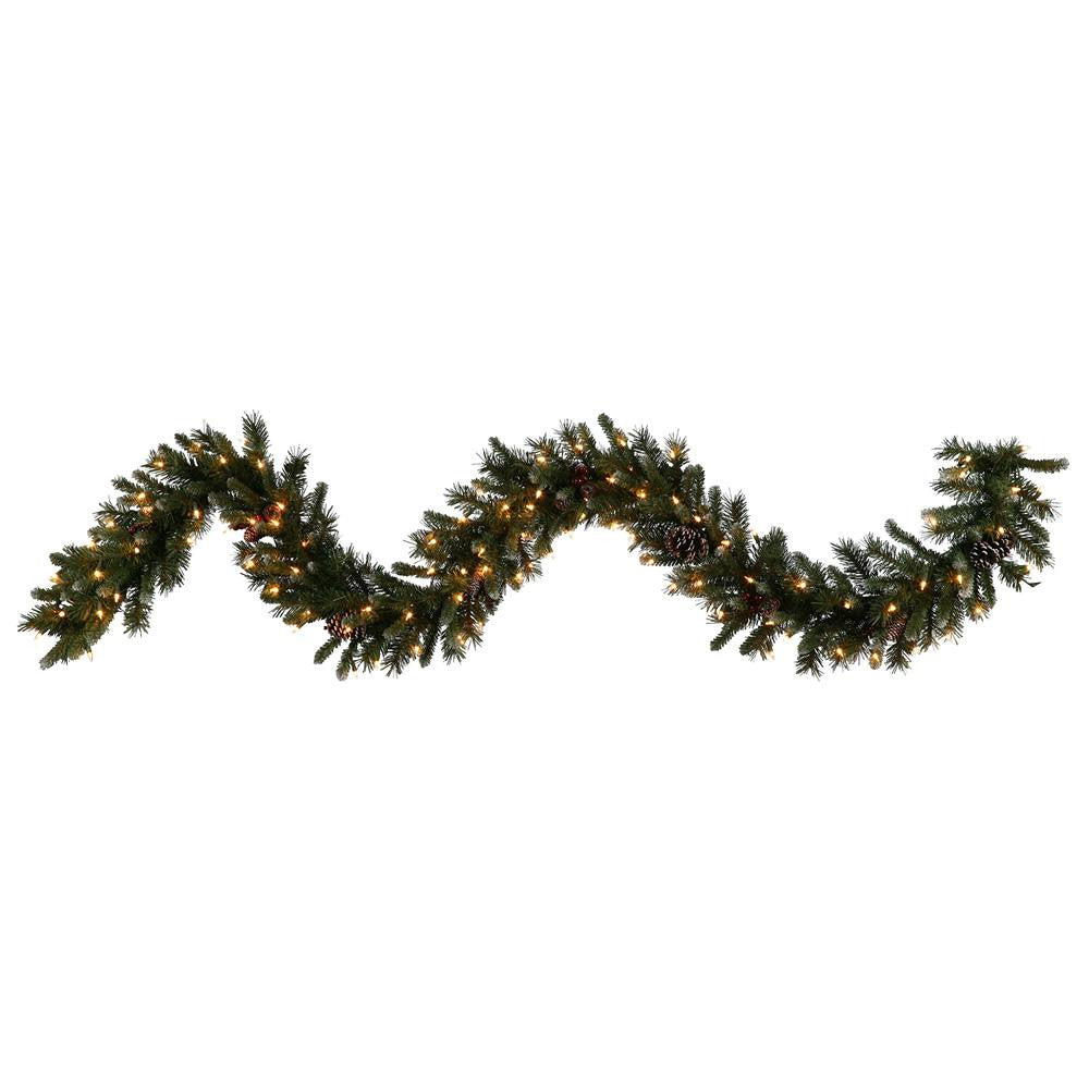 9' x 14" Pre-lit Frosted Ashberry Pine Artificial Christmas Garland - Clear Lights