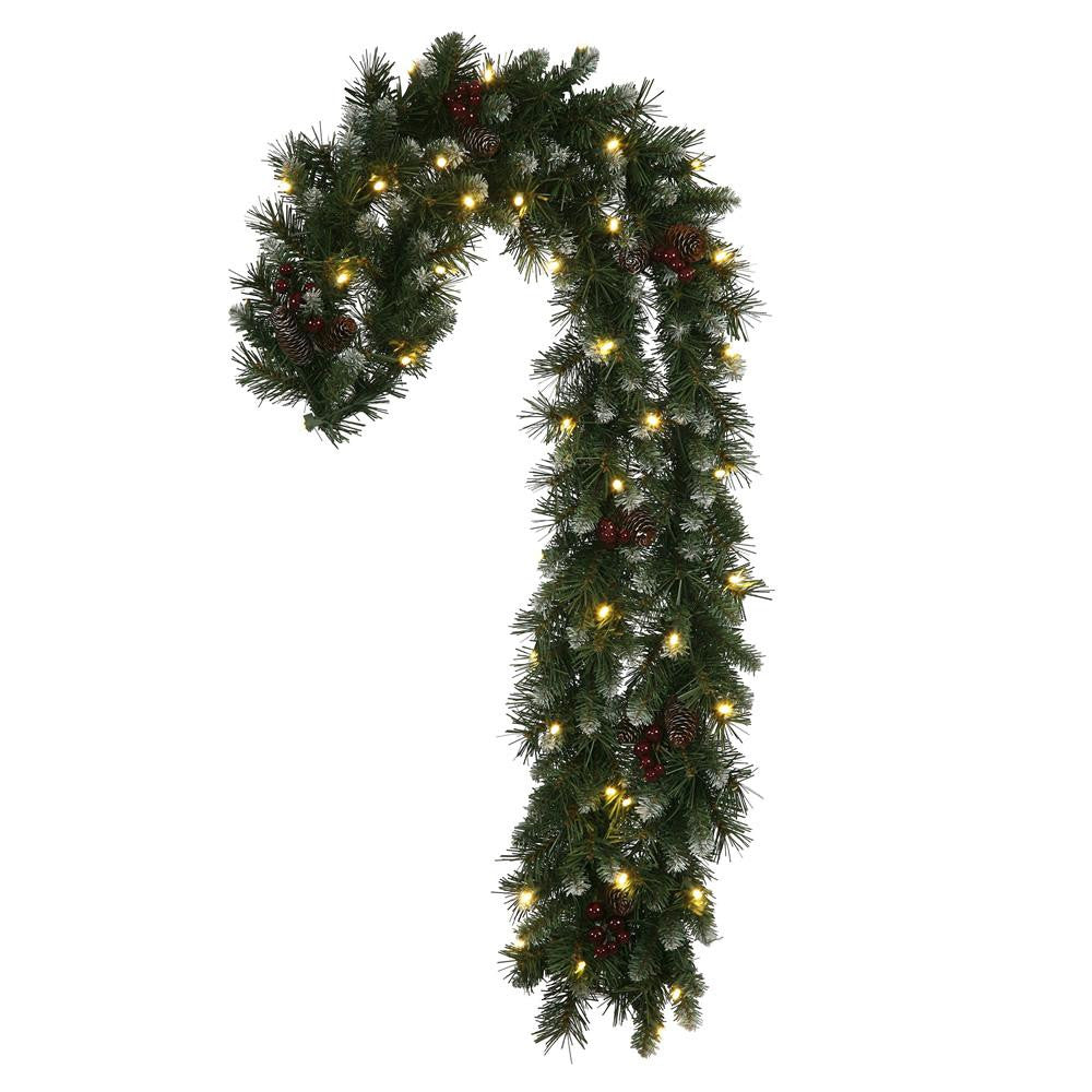 40" Pre-Lit Frosted Ashberry Pine Artificial Candy Cane Christmas Decoration - Warm Clear LED Lights