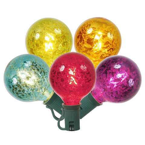 Set of 10 Multi-Color Mercury Glass G50 Globe Christmas Lights - Green Wire