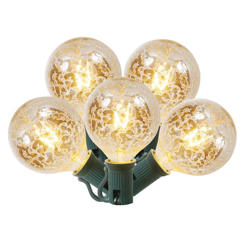 Set of 10 Clear Mercury Glass G50 Globe Christmas Lights - Green Wire