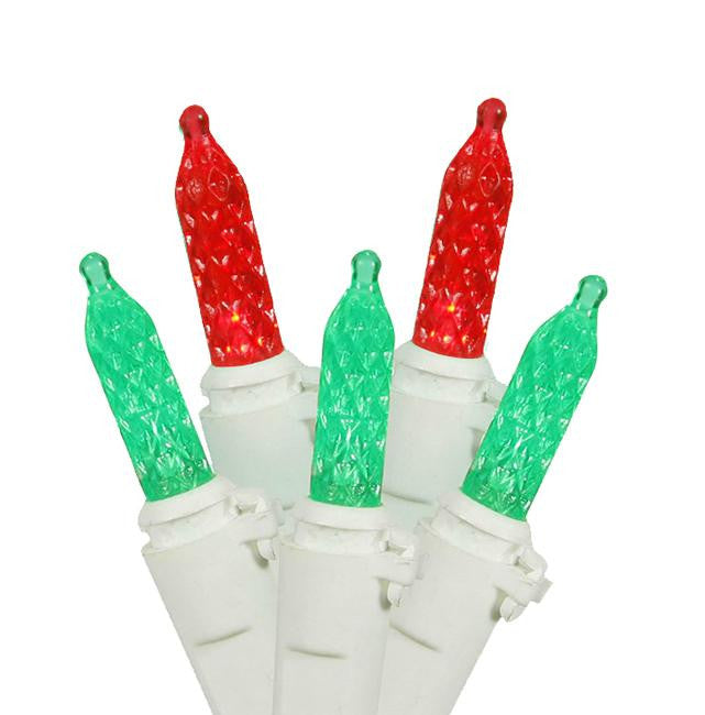 Set of 70 Red and Green LED M5 Mini Christmas Lights - White Wire