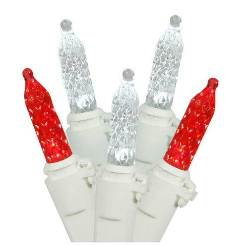 Set of 70 Red and Pure White LED M5 Mini Christmas Lights - White Wire