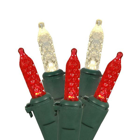 Set of 70 Red and Warm White LED M5 Mini Christmas Lights - Green Wire