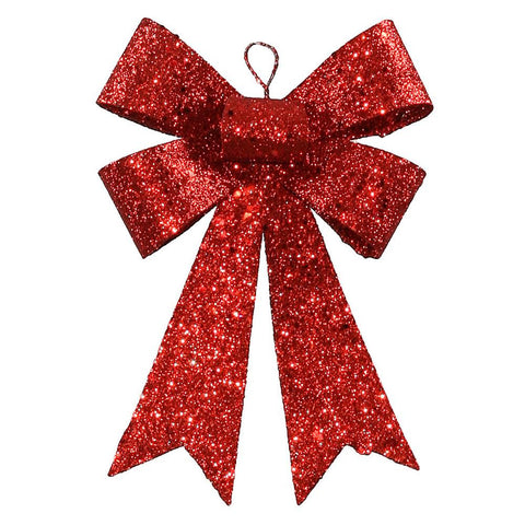 7" Red Sequin and Glitter Bow Christmas Ornament