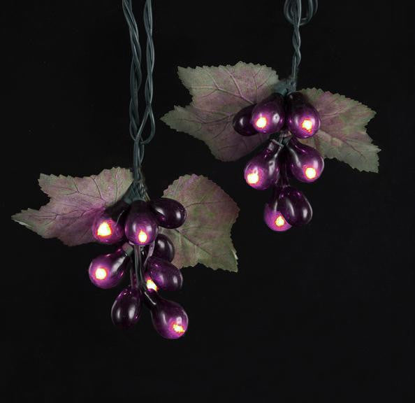 Tuscan Winery Purple Grape Christmas Light Set - 10 Clusters 50 Lights