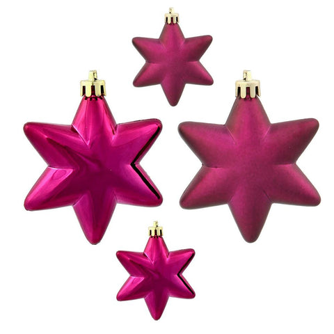 36ct Matte & Shiny Eggplant Purple Star Shatterproof Christmas Ornaments 1.5"-2"