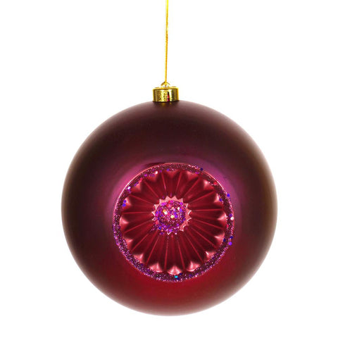 Matte Red Plum Retro Reflector Shatterproof Christmas Ball Ornament 8" (200mm)