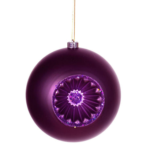 Matte Purple Retro Reflector Shatterproof Christmas Ball Ornament 8" (200mm)