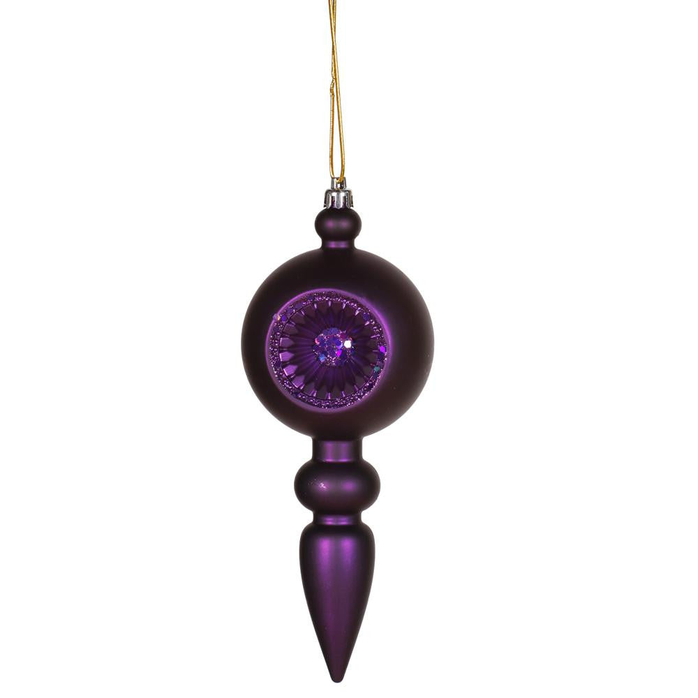 Purple Retro Reflector Shatterproof Christmas Finial Ornament 8"